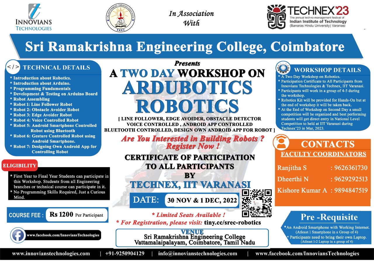 Two day Workshop on ARDUBOTICS ROBOTICS 2022